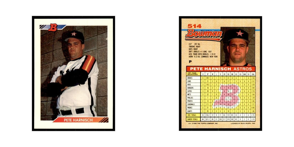 1992 Bowman Pete Harnisch Baseball Cards #514