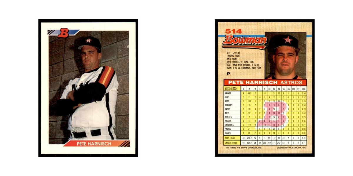 1992 Bowman Pete Harnisch Baseball Cards #514