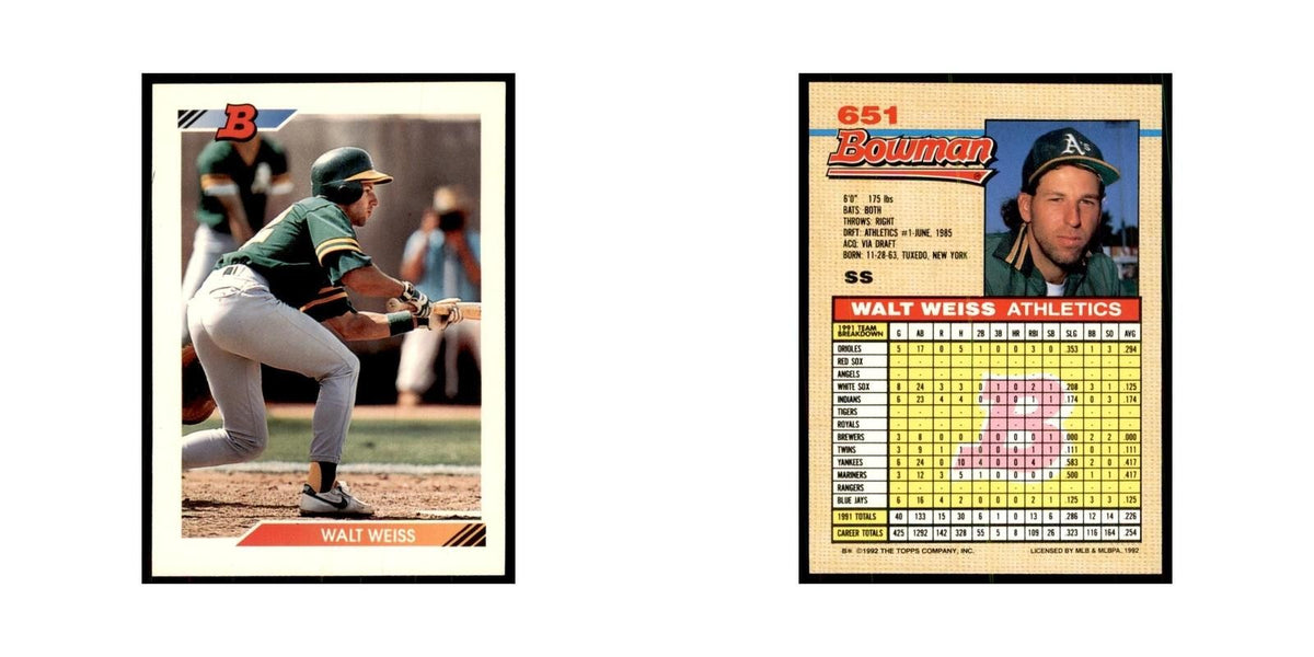1992 Bowman Walt Weiss Baseball Cards #651