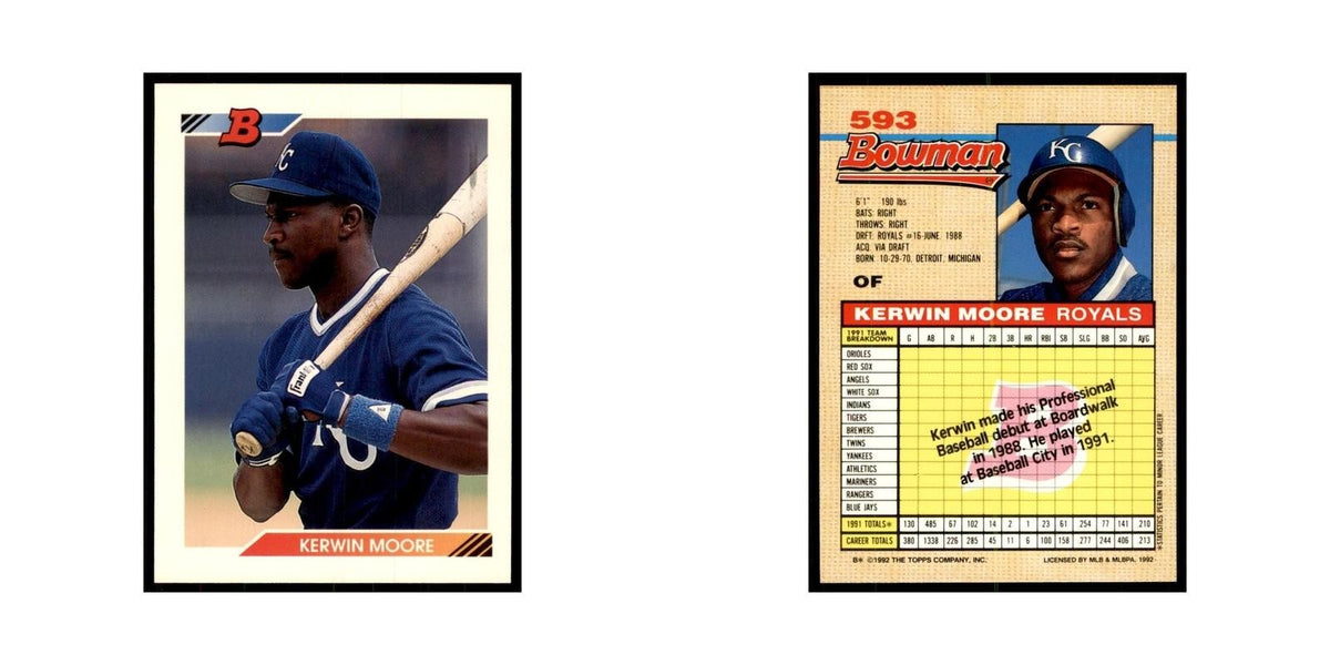 1992 Bowman Kerwin Moore Baseball Cards #593