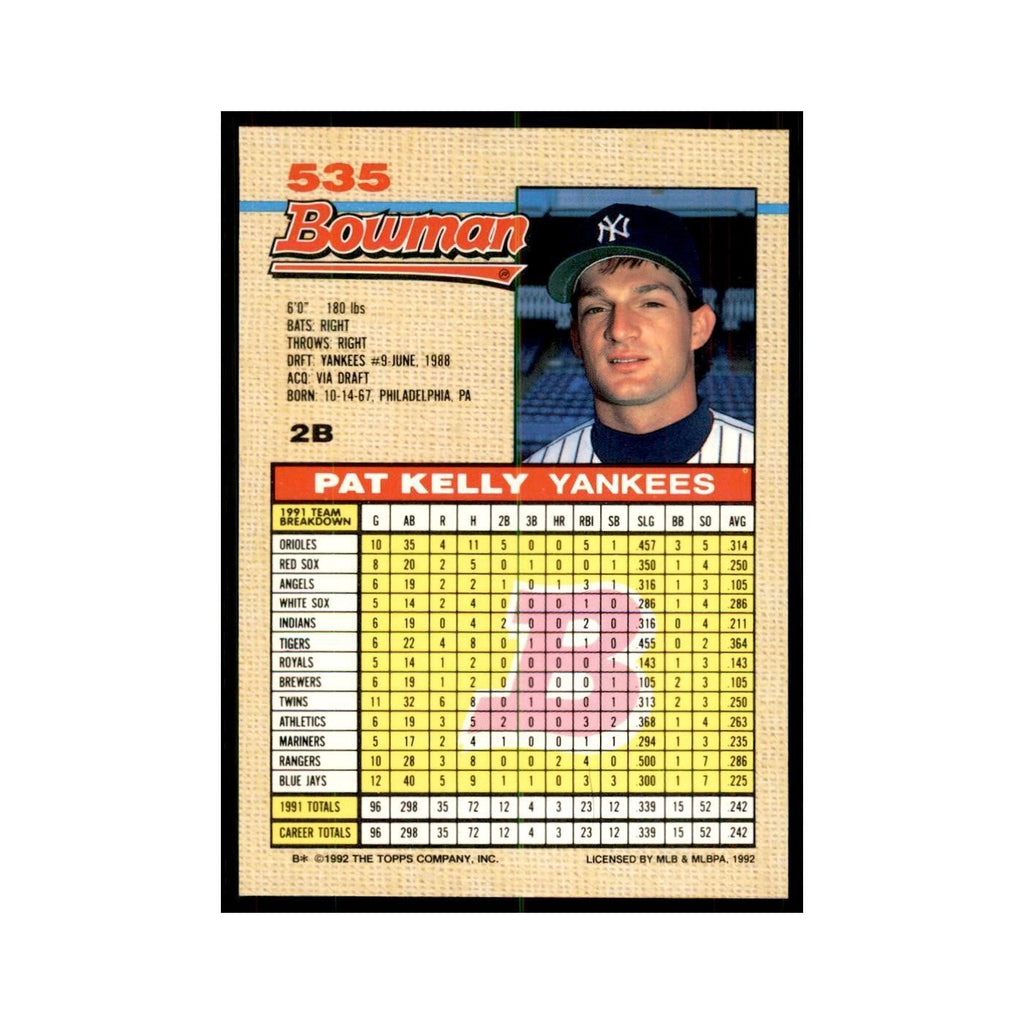 1992 Bowman Pat Kelly Baseball Cards #535