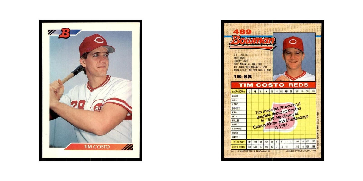 1992 Bowman Tim Costo Baseball Cards #489