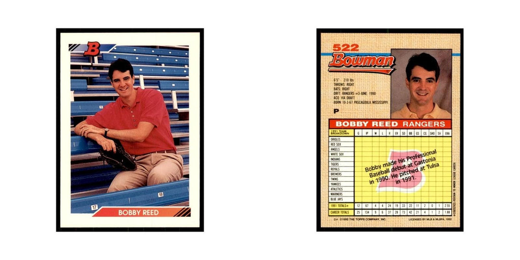 1992 Bowman Bobby Reed Baseball Cards #522