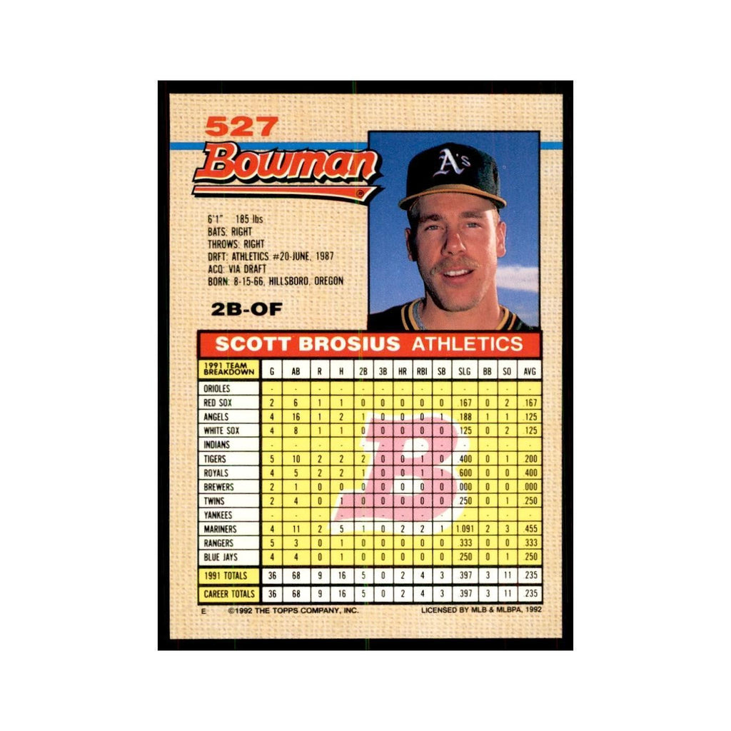 1992 Bowman Scott Brosius Baseball Cards #527