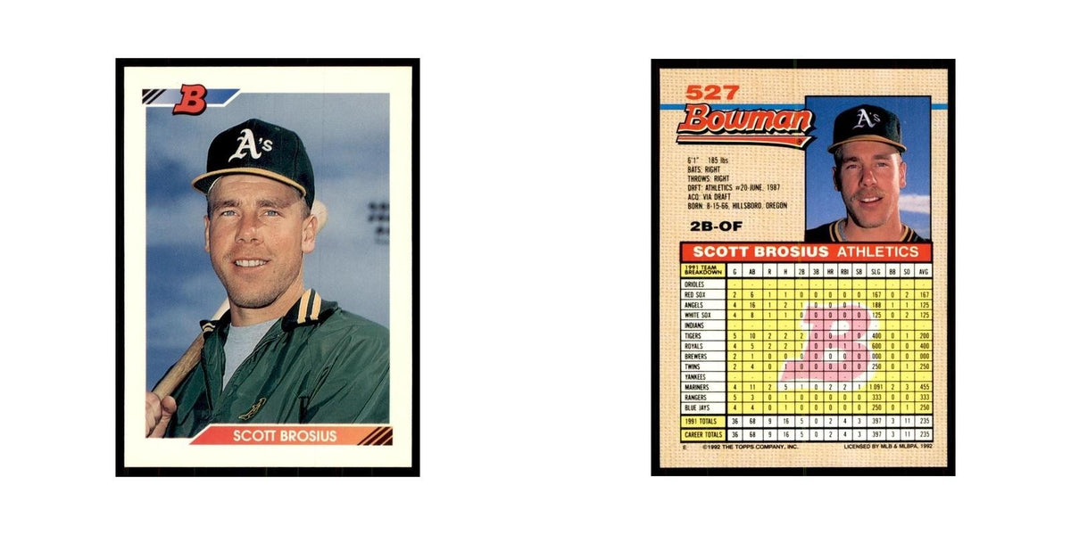 1992 Bowman Scott Brosius Baseball Cards #527