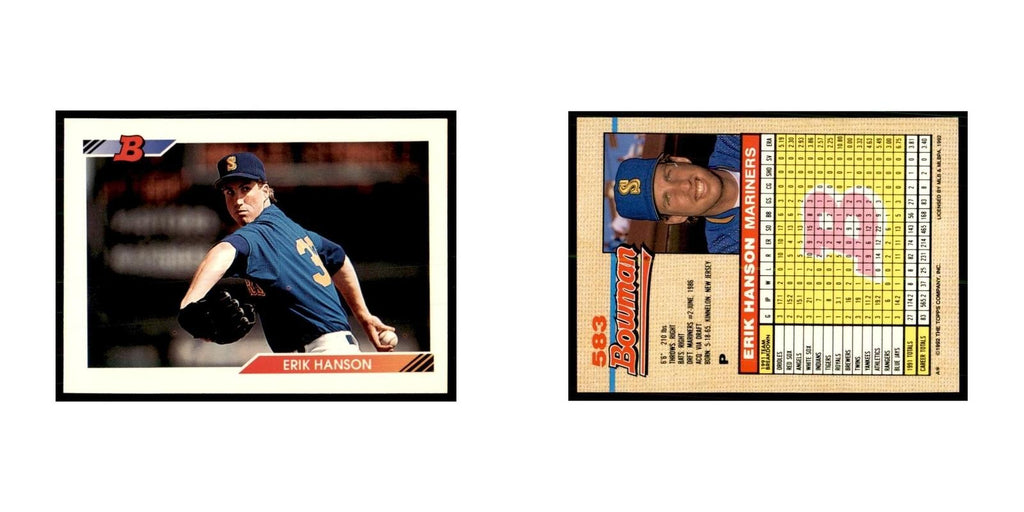 1992 Bowman Erik Hanson Baseball Cards #583