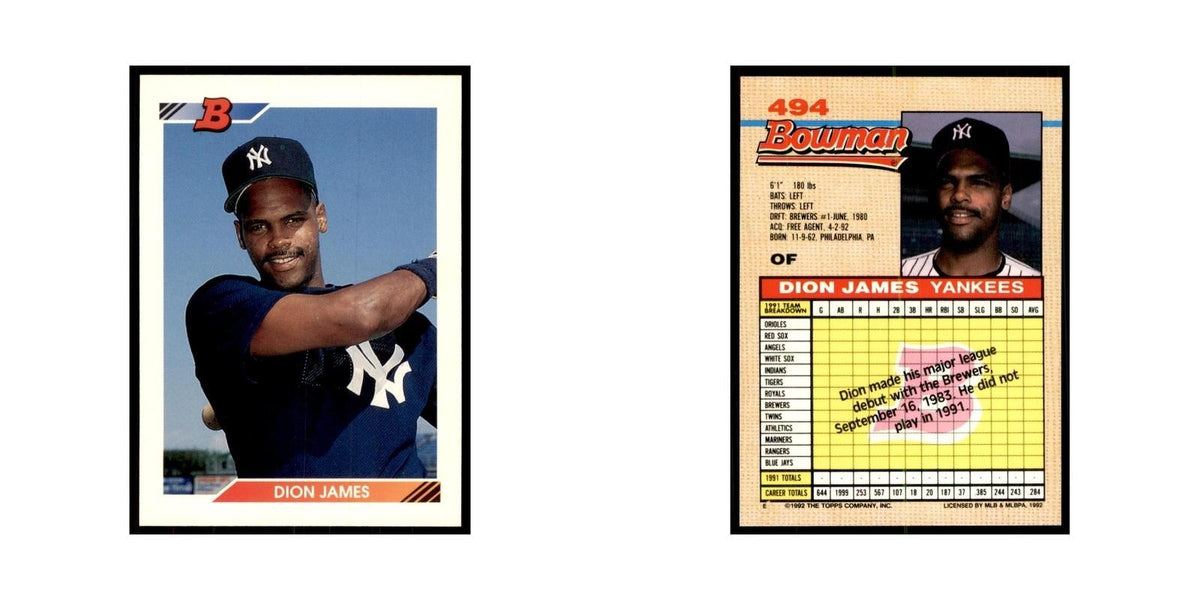 1992 Bowman Dion James Baseball Cards #494