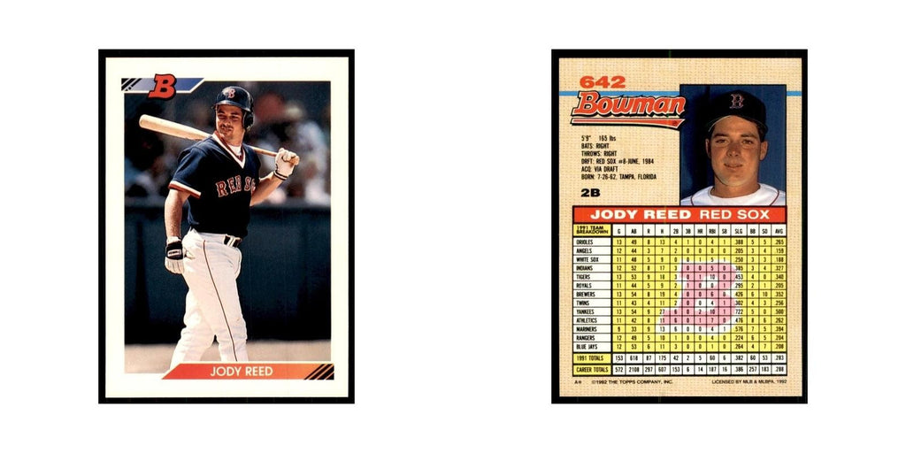 1992 Bowman Jody Reed Baseball Cards #642