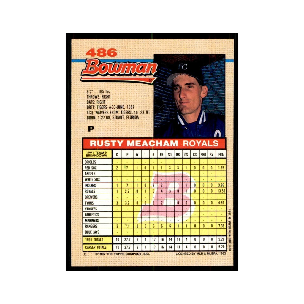 1992 Bowman Rusty Meacham Baseball Cards #486