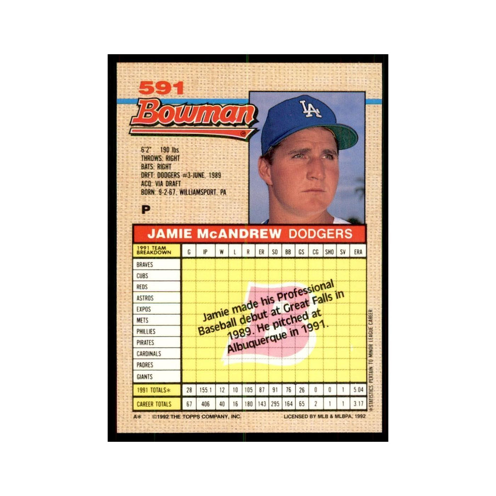 1992 Bowman Jamie McAndrew Baseball Cards #591