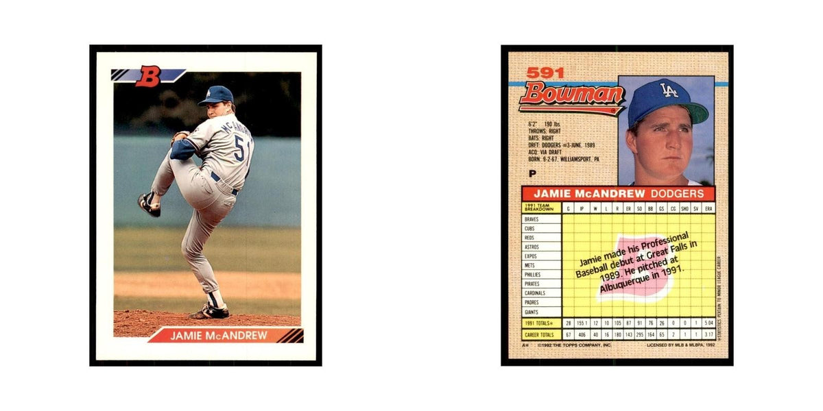 1992 Bowman Jamie McAndrew Baseball Cards #591