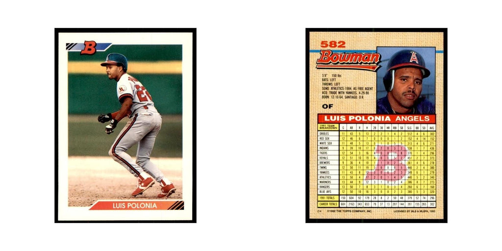 1992 Bowman Luis Polonia Baseball Cards #582