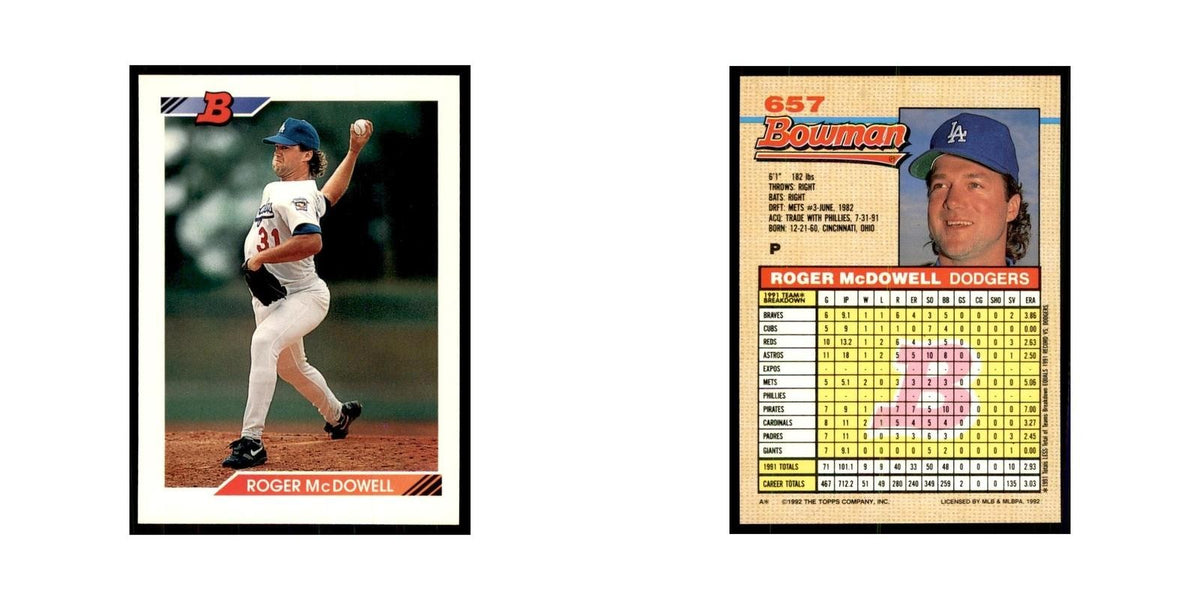 1992 Bowman Roger McDowell Baseball Cards #657