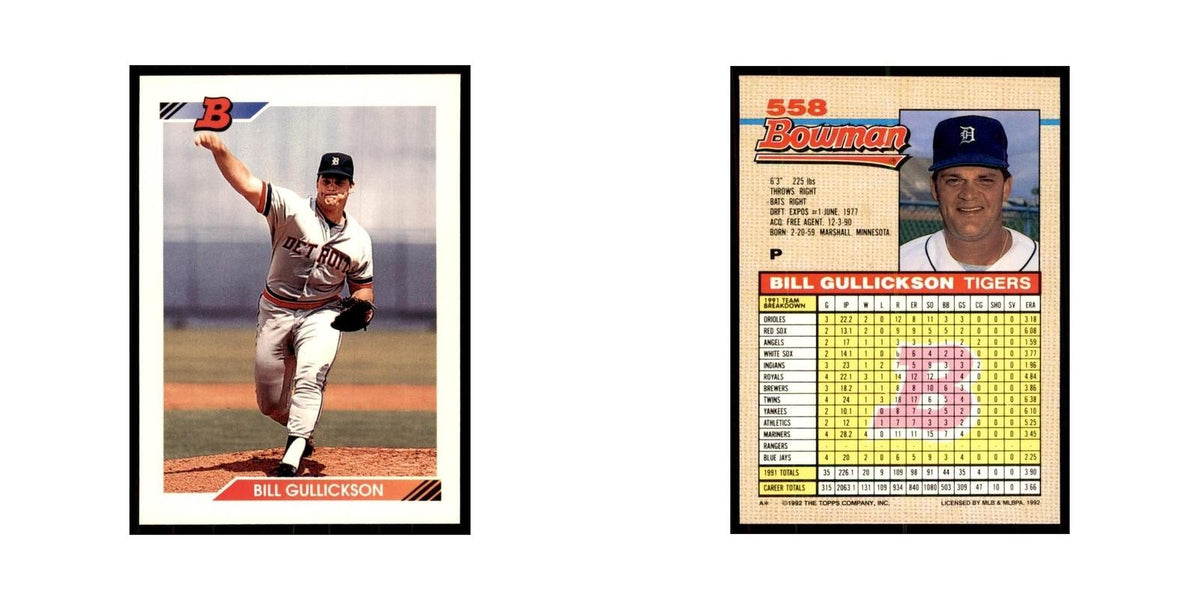 1992 Bowman Bill Gullickson Baseball Cards #558
