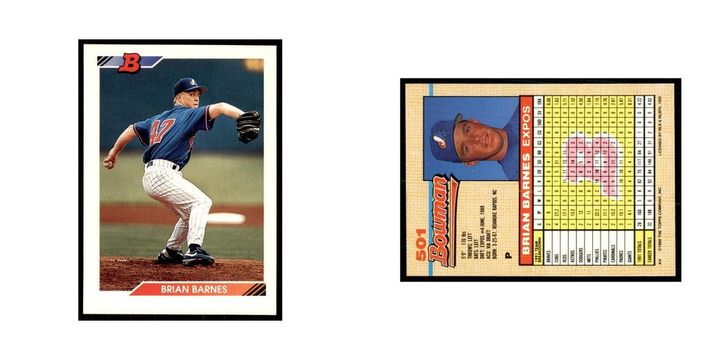 1992 Bowman Brian Barnes Baseball Cards #501