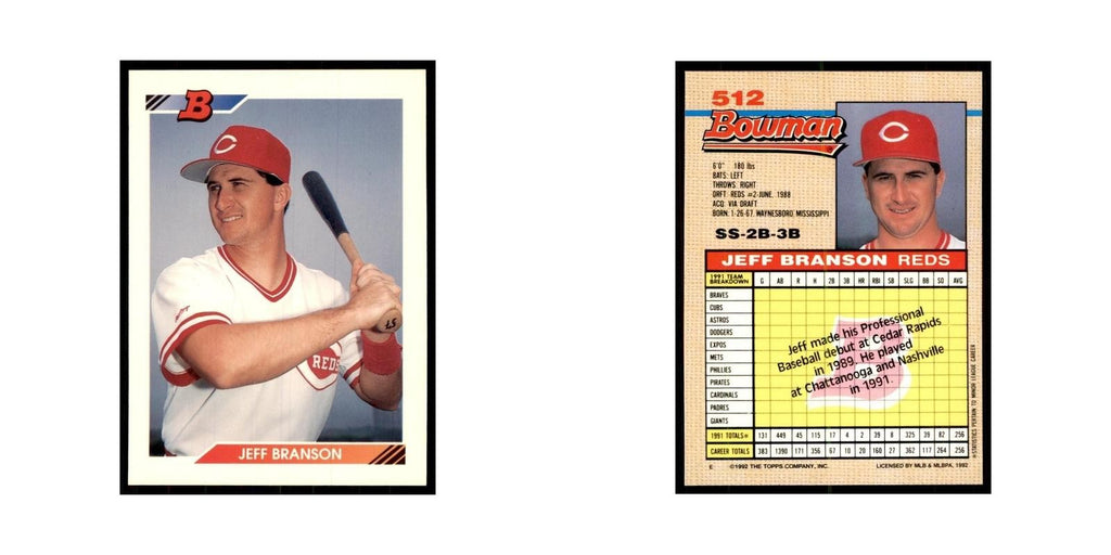 1992 Bowman Jeff Branson Baseball Cards #512