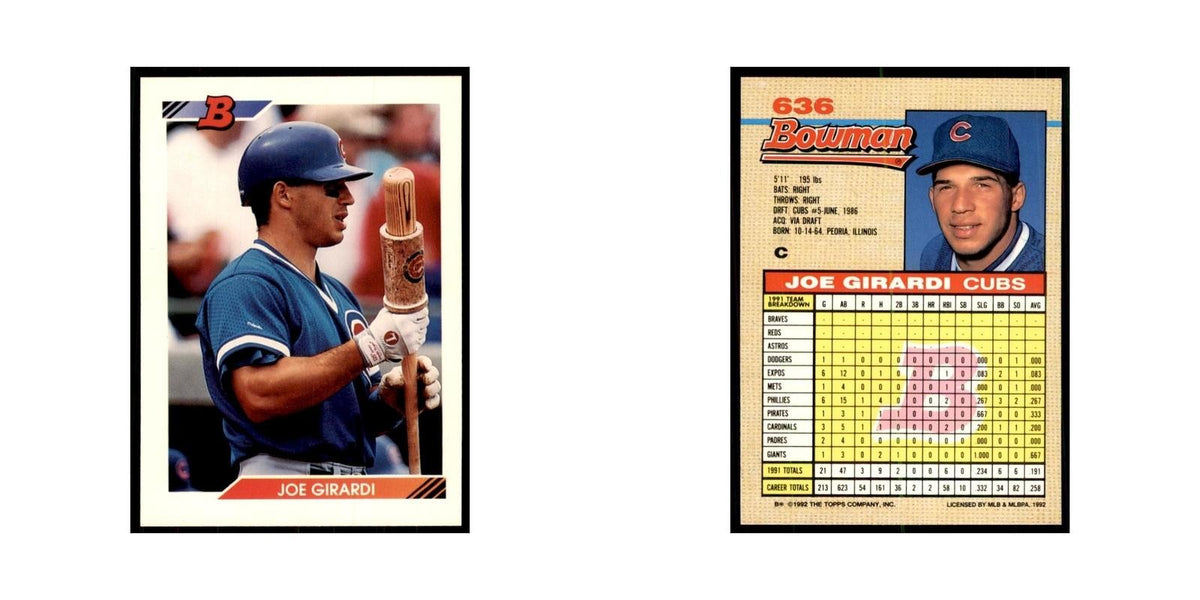 1992 Bowman Joe Girardi Baseball Cards #636
