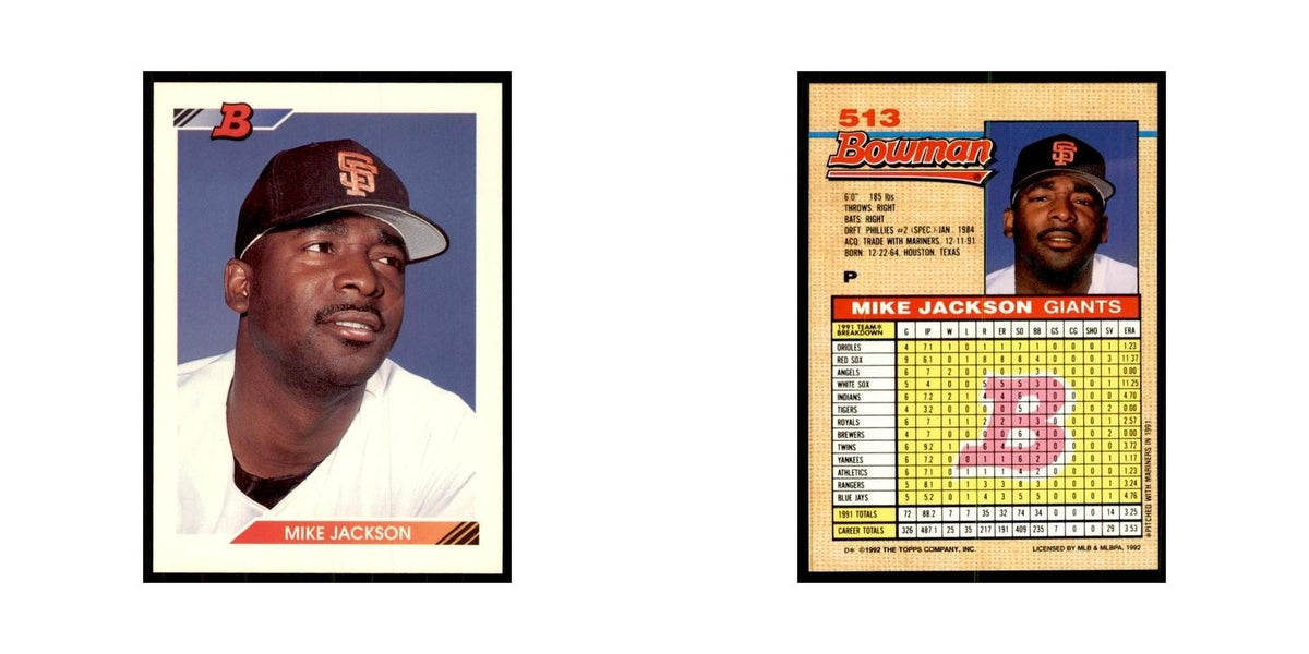 1992 Bowman Mike Jackson Baseball Cards #513