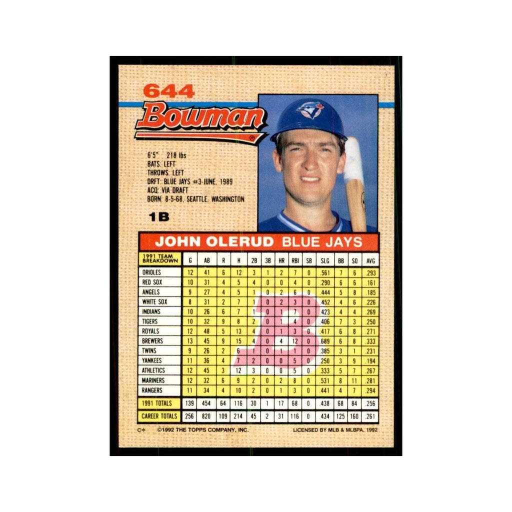 1992 Bowman John Olerud Baseball Cards #644