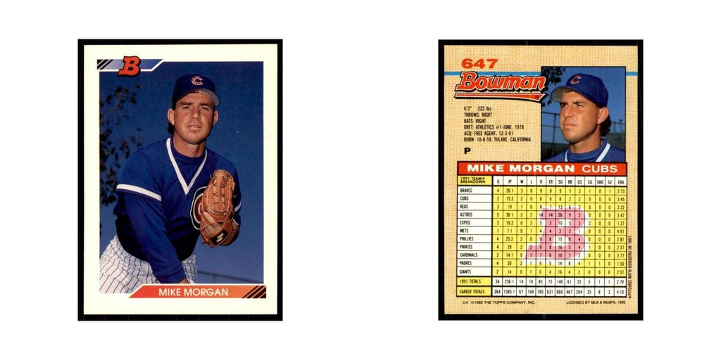 1992 Bowman Mike Morgan Baseball Cards #647