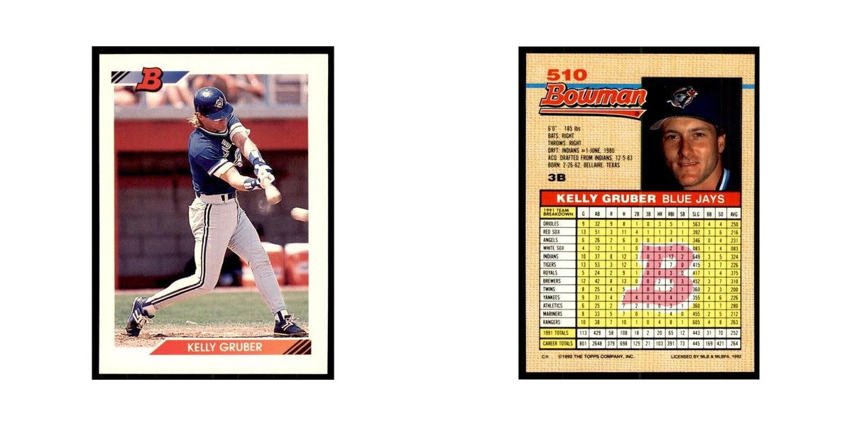 1992 Bowman Kelly Gruber Baseball Cards #510
