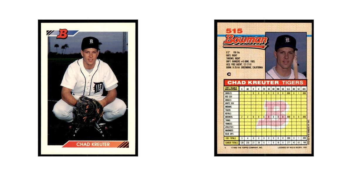1992 Bowman Chad Kreuter Baseball Cards #515