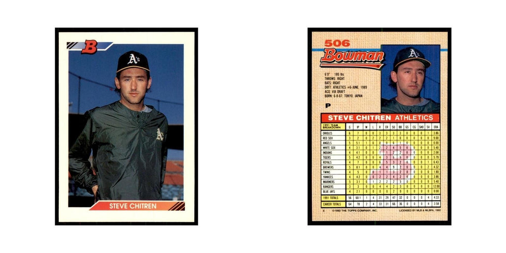 1992 Bowman Steve Chitren Baseball Cards #506