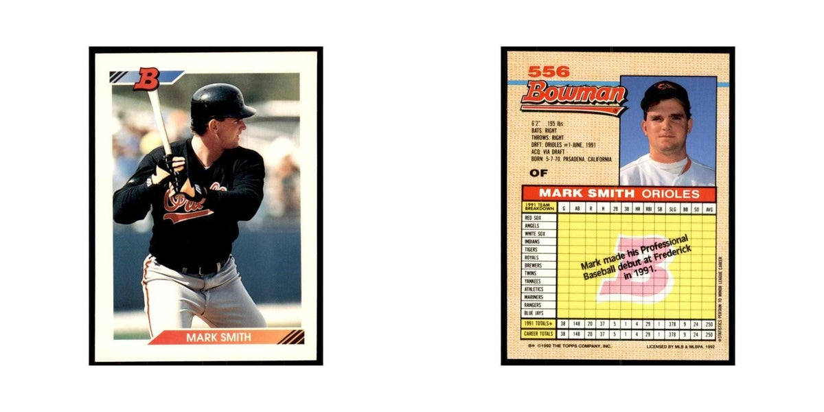 1992 Bowman Mark Smith Baseball Cards #556