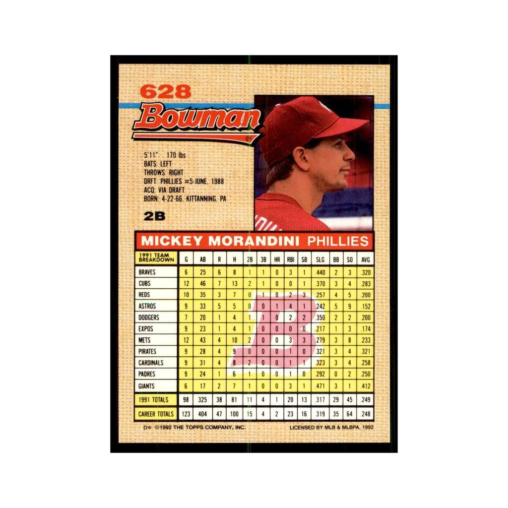 1992 Bowman Mickey Morandini Baseball Cards #628