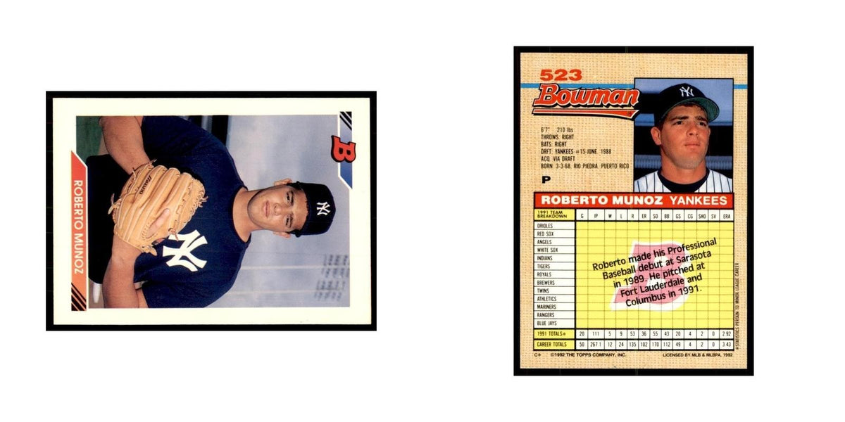 1992 Bowman Roberto Munoz Baseball Cards #523
