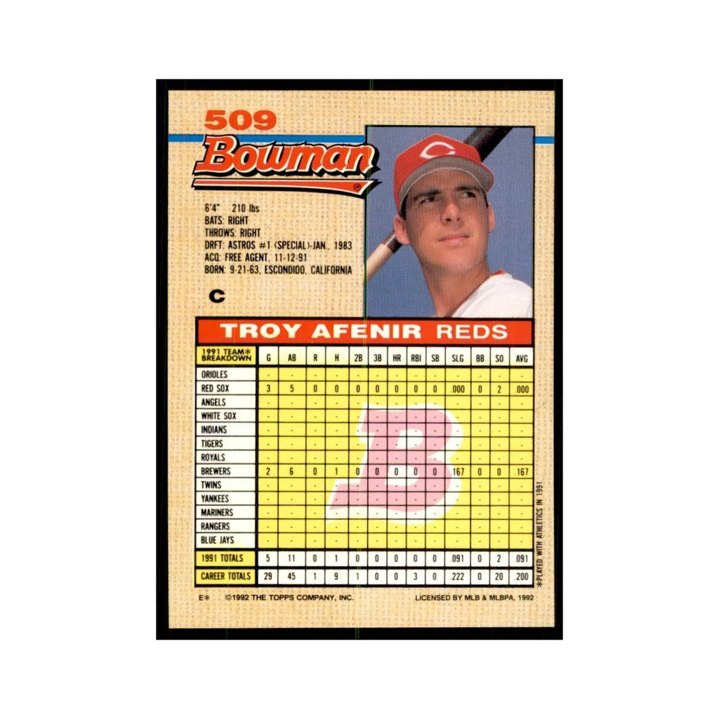 1992 Bowman Troy Afenir Baseball Cards #509