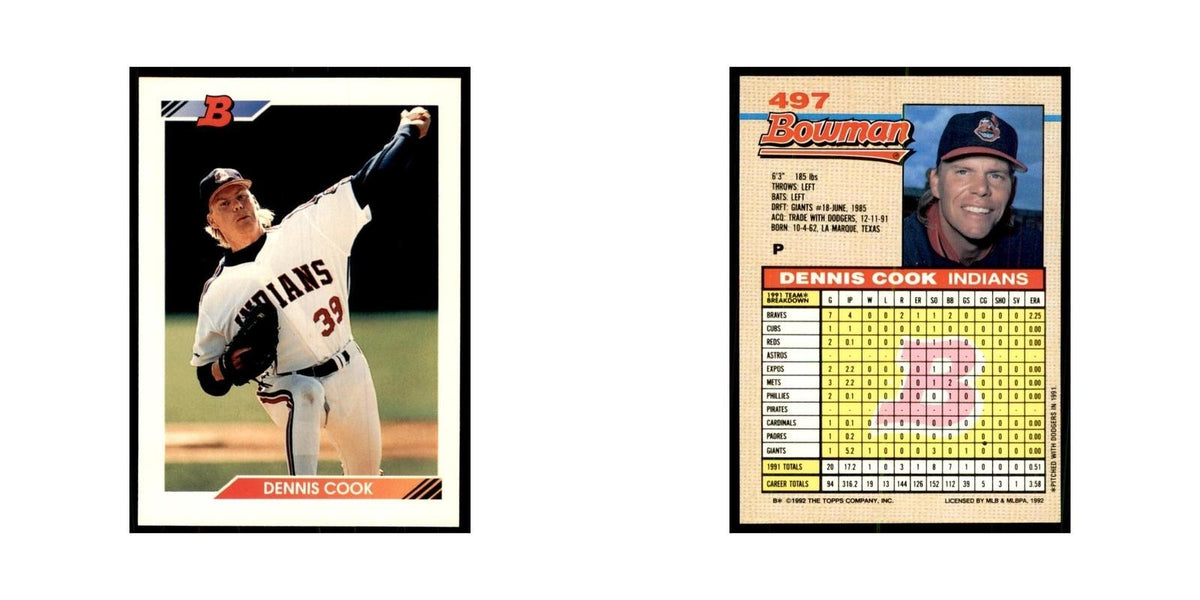 1992 Bowman Dennis Cook Baseball Cards #497