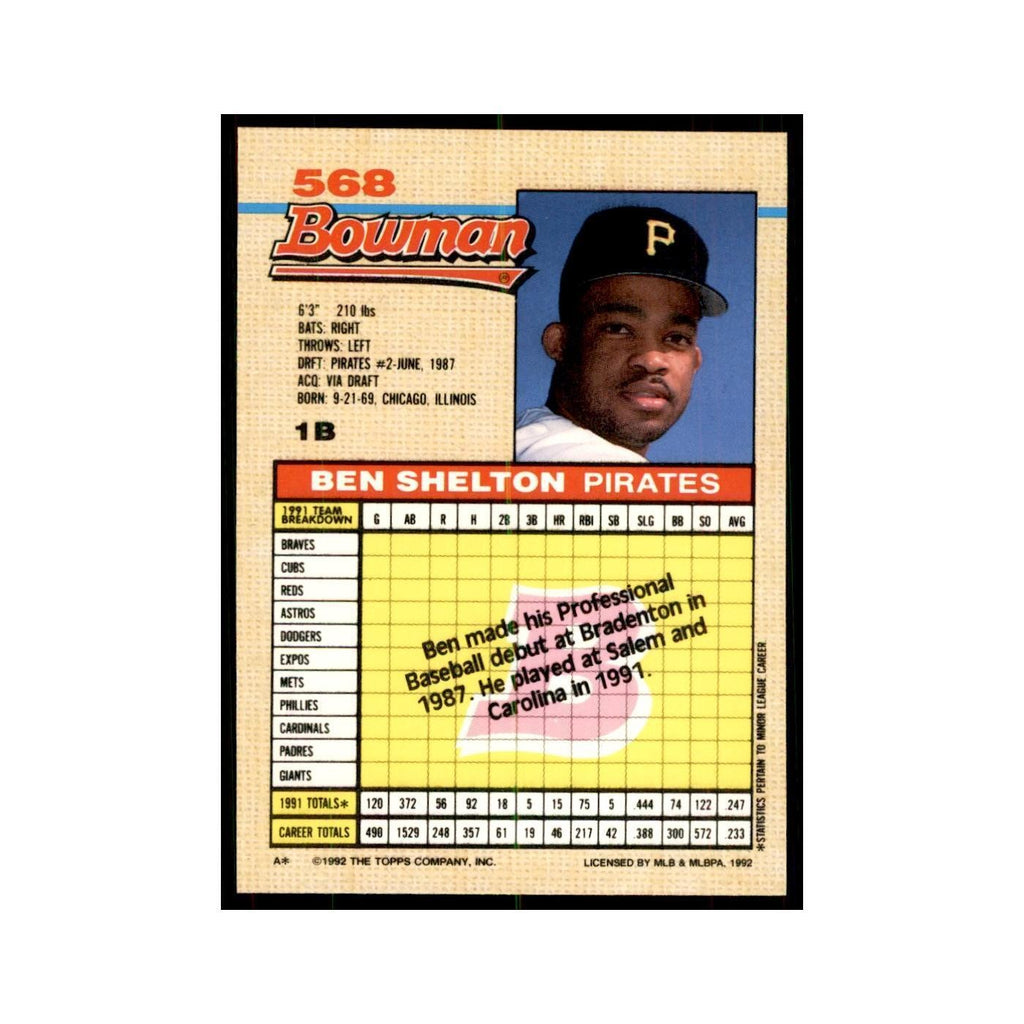 1992 Bowman Ben Shelton Baseball Cards #568