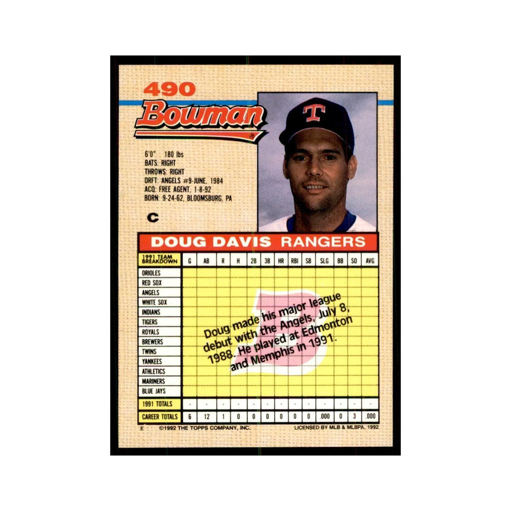 1992 Bowman Doug Davis Baseball Cards #490