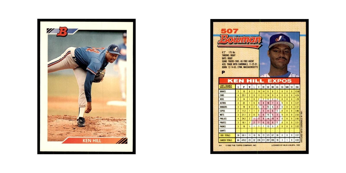 1992 Bowman Ken Hill Baseball Cards #507