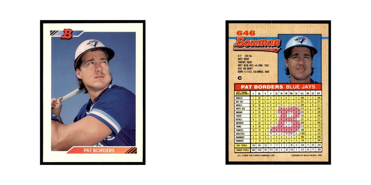 1992 Bowman Pat Borders Baseball Cards #646