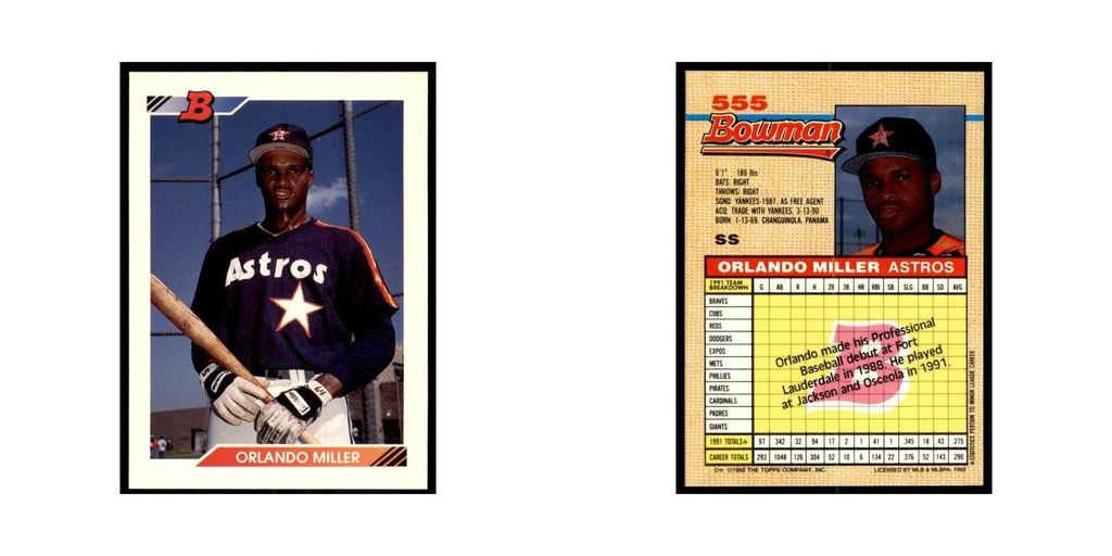 1992 Bowman Orlando Miller Baseball Cards #555