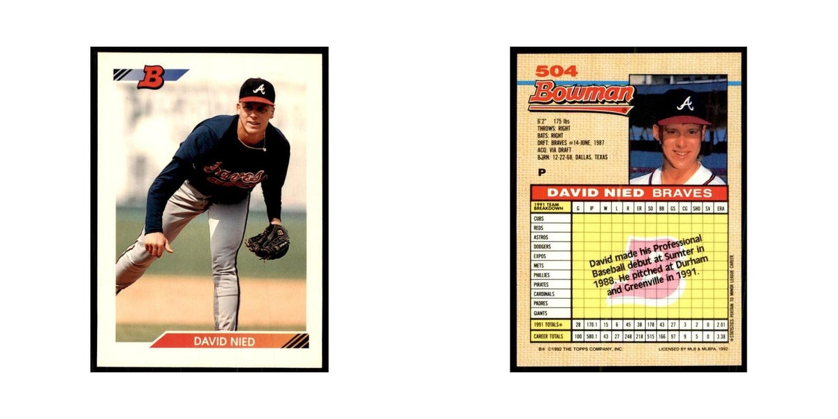 1992 Bowman David Nied Baseball Cards #504