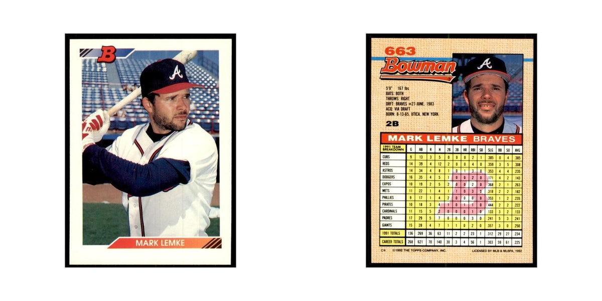 1992 Bowman Mark Lemke Baseball Cards #663