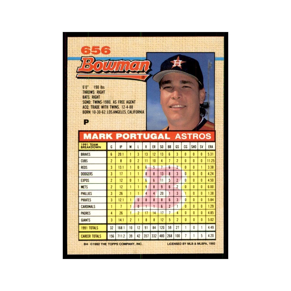 1992 Bowman Mark Portugal Baseball Cards #656