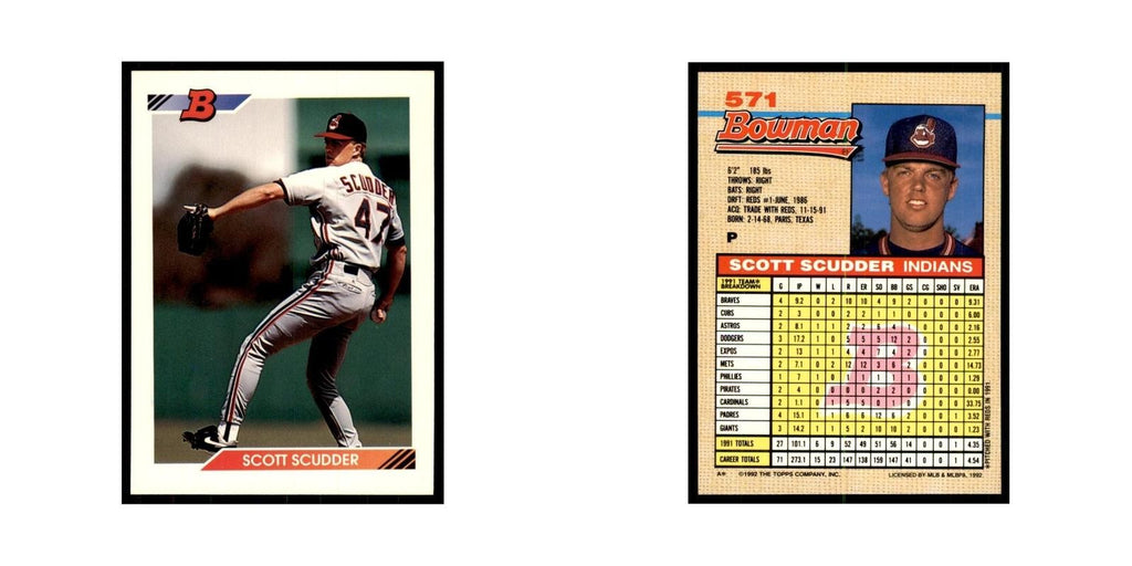 1992 Bowman Scott Scudder Baseball Cards #571