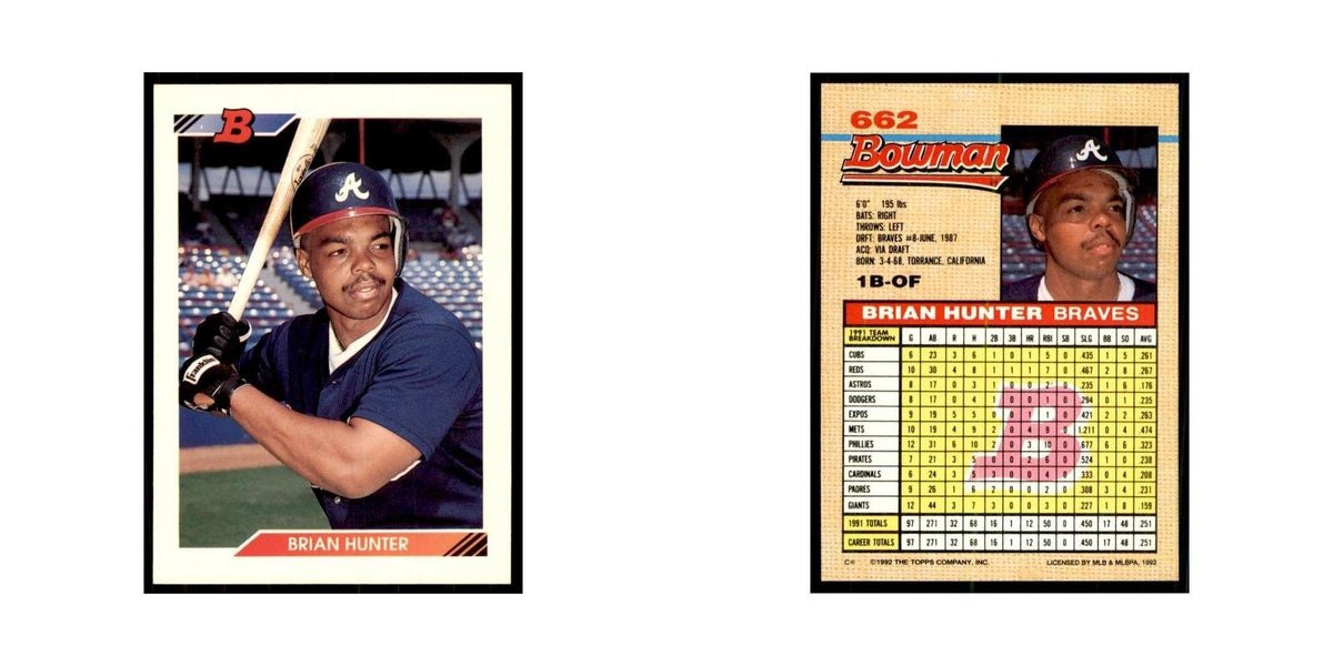1992 Bowman Brian Hunter Baseball Cards #662