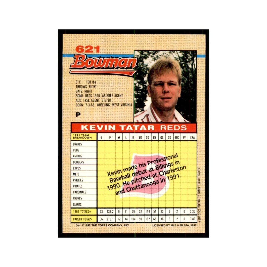 1992 Bowman Kevin Tatar Baseball Cards #621