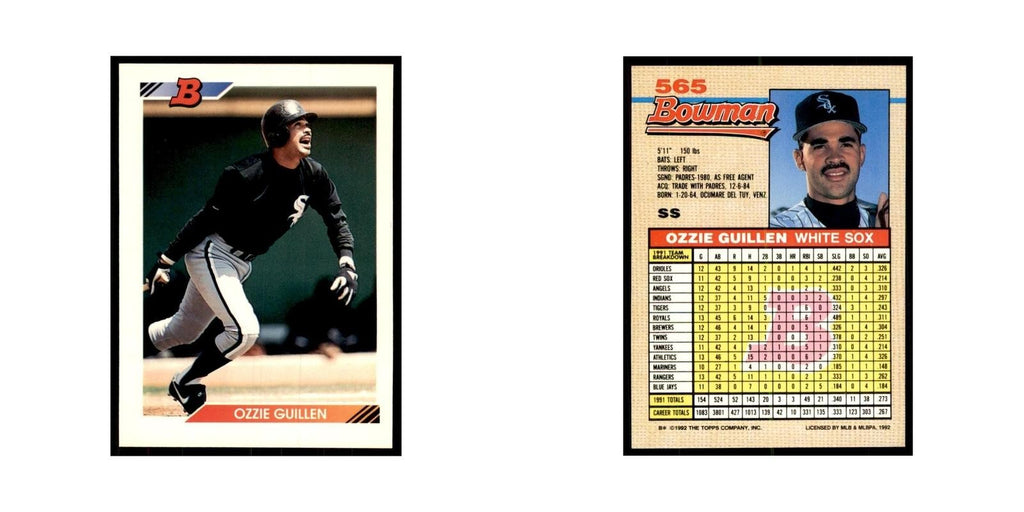 1992 Bowman Ozzie Guillen Baseball Cards #565