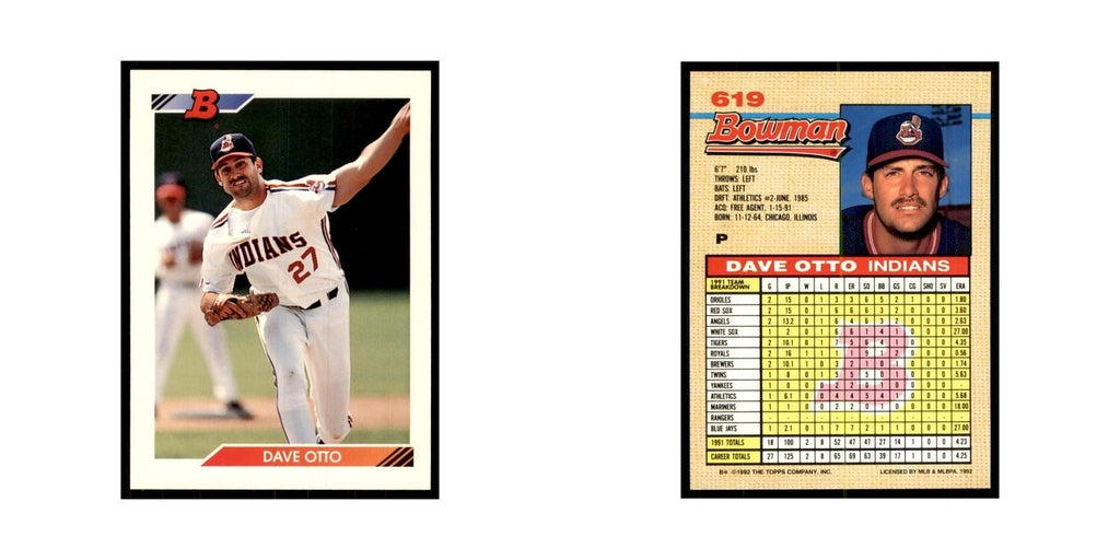 1992 Bowman Dave Otto Baseball Cards #619