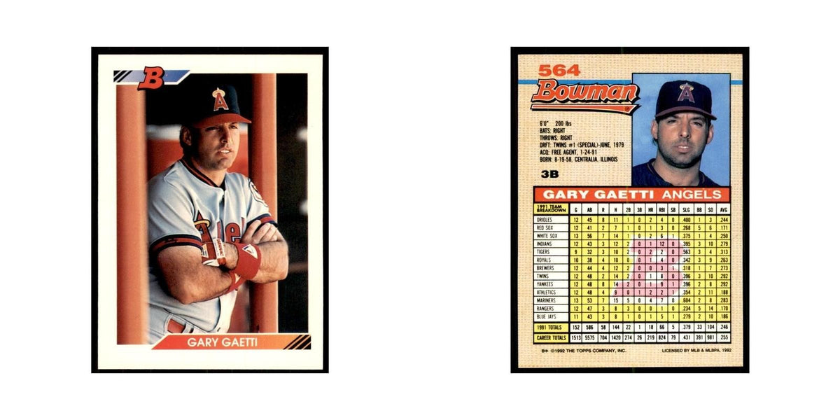 1992 Bowman Gary Gaetti Baseball Cards #564