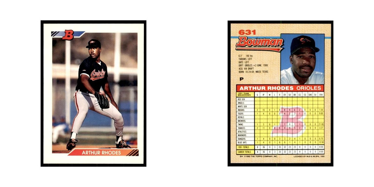 1992 Bowman Arthur Rhodes Baseball Cards #631