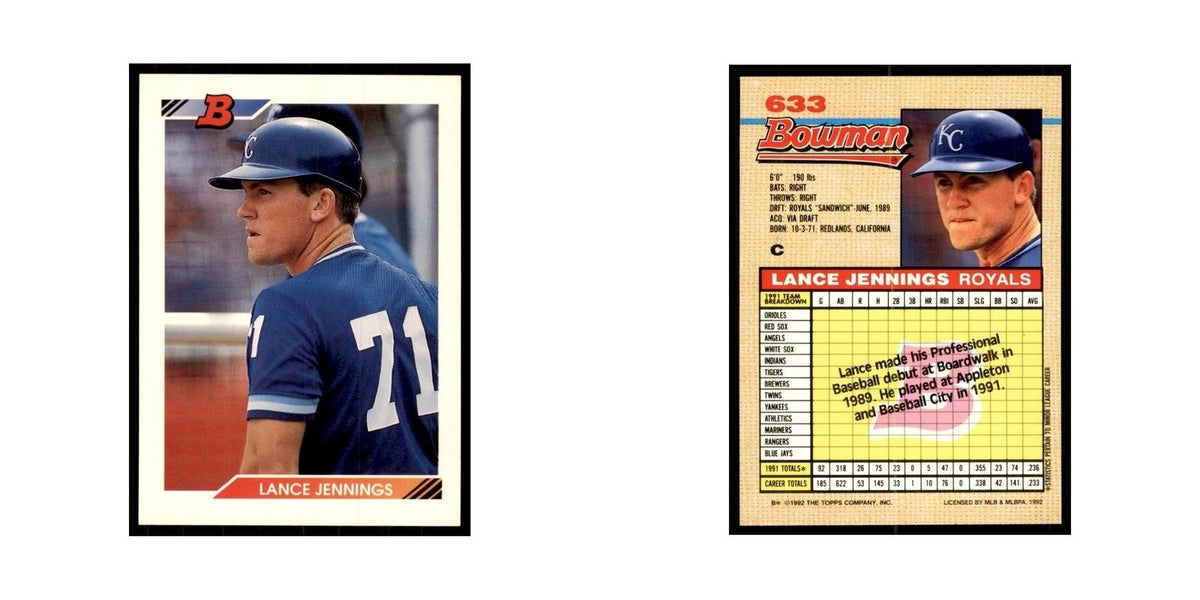 1992 Bowman Lance Jennings Baseball Cards #633