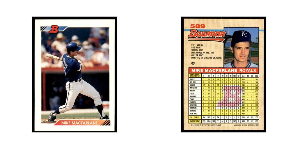 1992 Bowman Mike Macfarlane Baseball Cards #589