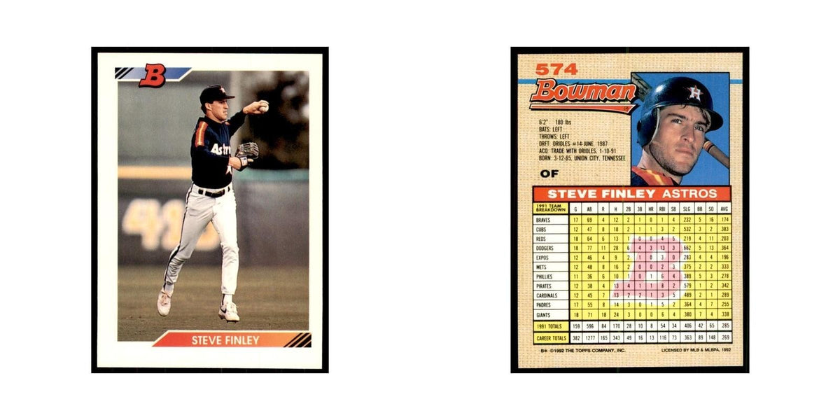 1992 Bowman Steve Finley Baseball Cards #574